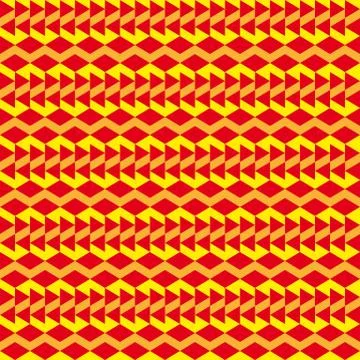Pattern with yellow orange and red diamonds and triangles Stock Illustration