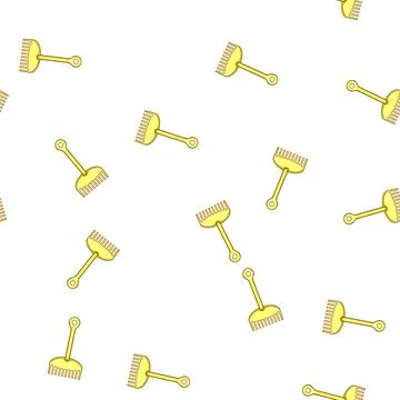 Pattern Yellow plastic sand rake for beach play Stock Illustration