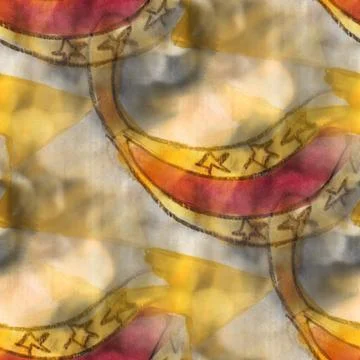 Pattern yellow, red vintage paint design seamless watercolor tex Stock Illustration