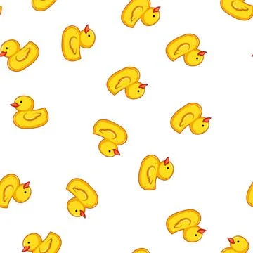 Pattern Yellow rubber duck bath toy cartoon Stock Illustration