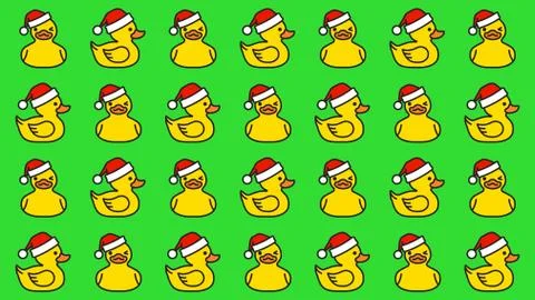 Pattern Yellow rubber duck in santa hat Stock Illustration