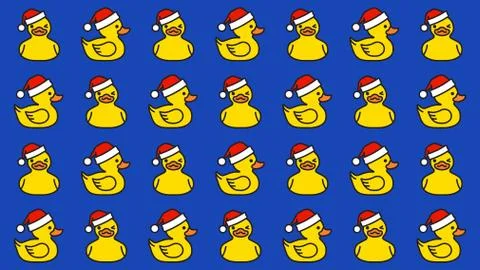 Pattern Yellow rubber duck in santa hat Stock Illustration