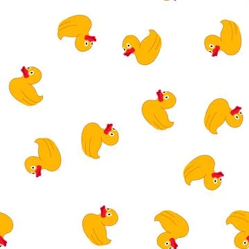Pattern yellow rubber duck toy floating on white background Stock Illustration
