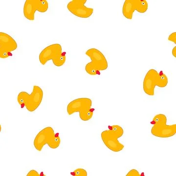 Pattern yellow rubber duck toy for childhood and bathing fun Stock Illustration