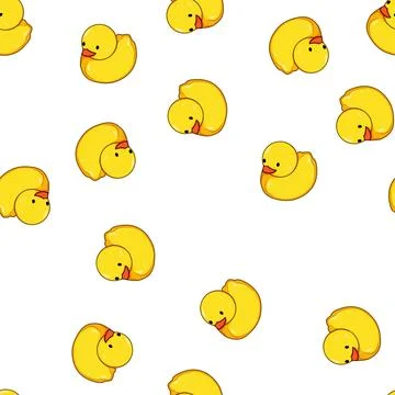 Pattern Yellow rubber duck toy for childhood fun and bath time Stock Illustration