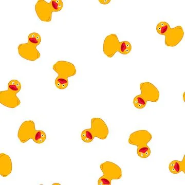 Pattern yellow rubber duck toy for children playing bath time Stock Illustration