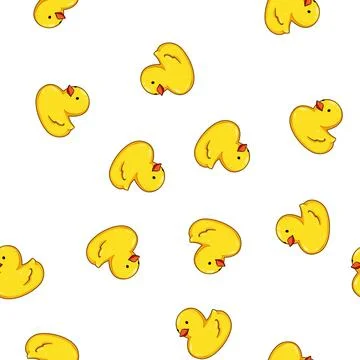 Pattern Yellow rubber toy duck symbolizing childhood fun Stock Illustration
