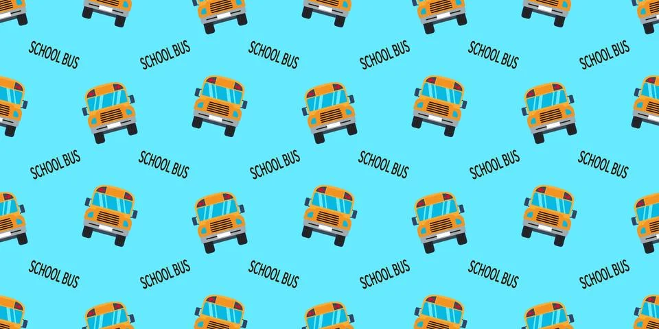 Pattern with a yellow school bus. Stock-Illustration