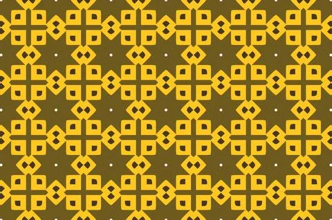 A pattern of yellow squares box and triangles on a brown background Stock Illustration