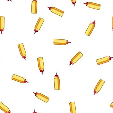 Pattern Yellow squeeze bottle condiment fast food item Stock Illustration