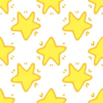 A pattern of a yellow star. a seamless pattern of stars with doodle-style Stock Illustration