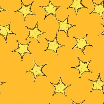 Pattern yellow star sketch hand drawn Stock Illustration
