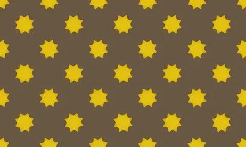 Pattern of yellow stars on brown background Stock Illustration