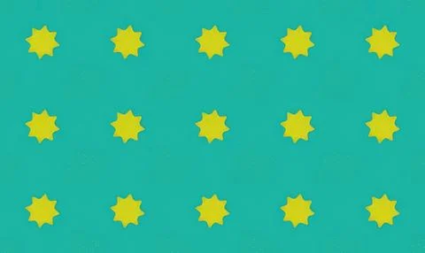 Pattern of yellow stars on teal background Stock Illustration