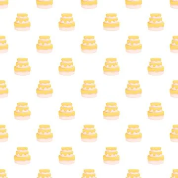 Pattern of yellow three tier celebration cakes Stock Illustration