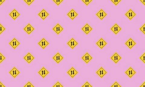 Pattern of yellow traffic signs on pink background Stock Illustration