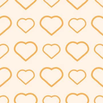 Pattern of yellow transparent heart on beige Stock Illustration