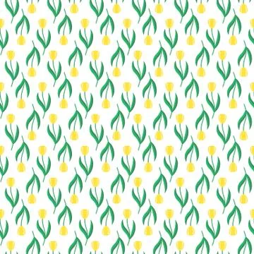Pattern with yellow tulips Stock Illustration