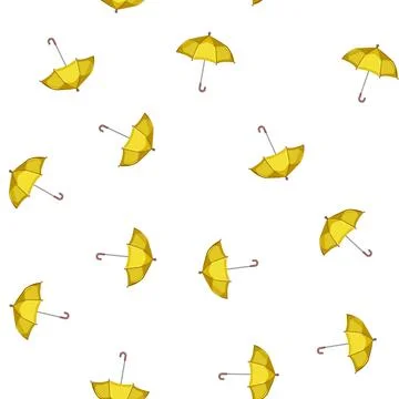 Pattern yellow umbrella rain cartoon vector Illustration