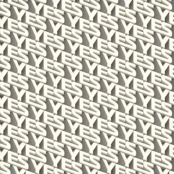 Pattern with YES words from white 3d letters digital illustration. 3d render Stock Illustration