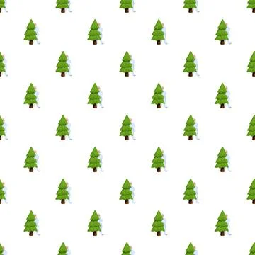 Pattern with yeti character hiding behind pine tree Illustrazione stock