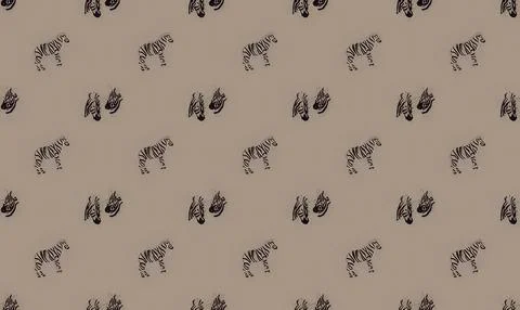 Pattern of zebra illustrations on beige background Stock Illustration