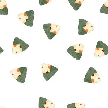 Pattern zongzi triangle rice dumpling wrapped in bamboo leaf Stock Illustration