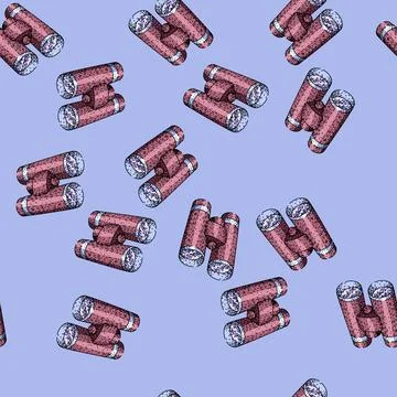 Pattern zoom binoculars sketch hand drawn Stock Illustration