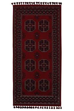 Patterned Afghan rugs on a white background Foto stock