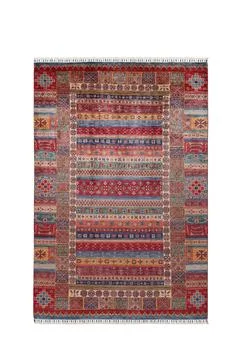 Patterned Afghan rugs on a white background Stock Photos