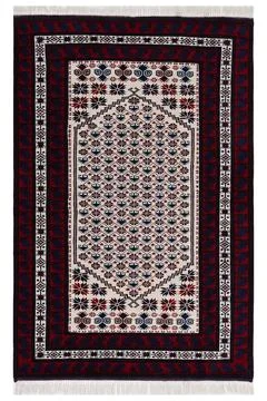 Patterned Afghan rugs on a white background Stock Photos