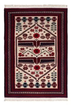 Patterned Afghan rugs on a white background Stock Photos