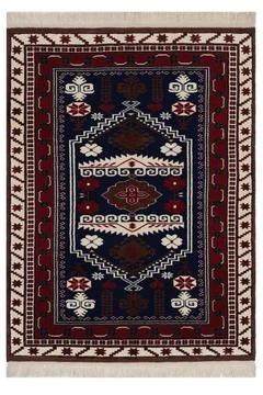 Patterned Afghan rugs on a white background Stock Photos