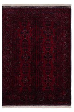 Patterned Afghan rugs on a white background Stock Photos