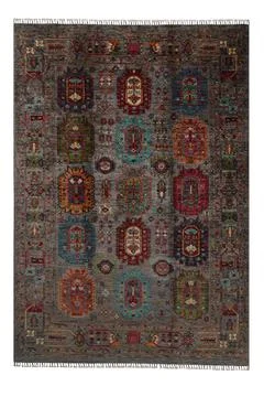 Patterned Afghan rugs on a white background Stock Photos
