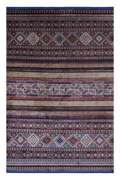 Patterned Afghan rugs on a white background Stock-Fotos