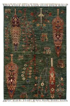 Patterned Afghan rugs on a white background Stock Photos
