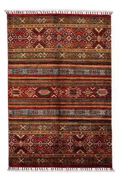 Patterned Afghan rugs on a white background Stock Photos