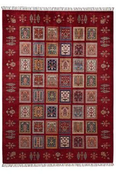 Patterned Afghan rugs on a white background Stock Photos