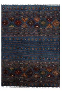 Patterned Afghan rugs on a white background Stock Photos