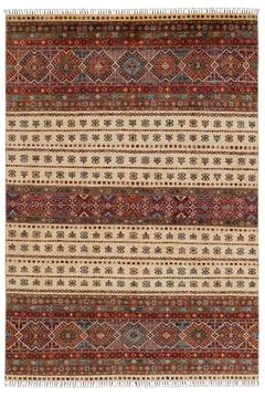 Patterned Afghan rugs on a white background Stock Photos