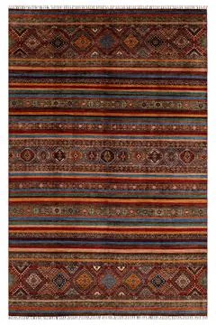 Patterned Afghan rugs on a white background Stock Photos