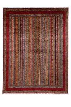 Patterned Afghan rugs on a white background Stock Photos