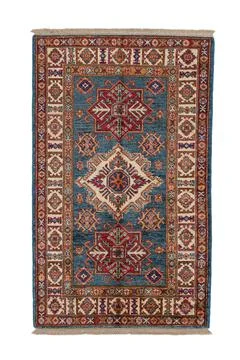 Patterned Afghan rugs on a white background Stock Photos
