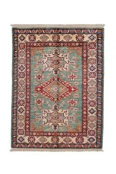 Patterned Afghan rugs on a white background Stock Photos