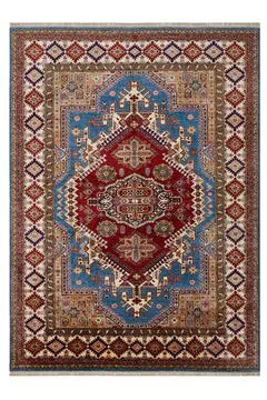 Patterned Afghan rugs on a white background Stock Photos