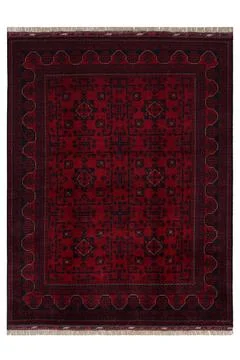 Patterned Afghan rugs on a white background Stock Photos