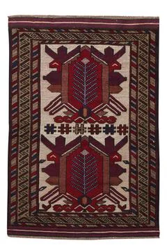 Patterned Afghan rugs on a white background Foto stock