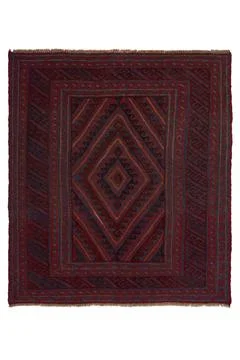Patterned Afghan rugs on a white background Stock Photos