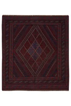 Patterned Afghan rugs on a white background Stock Photos